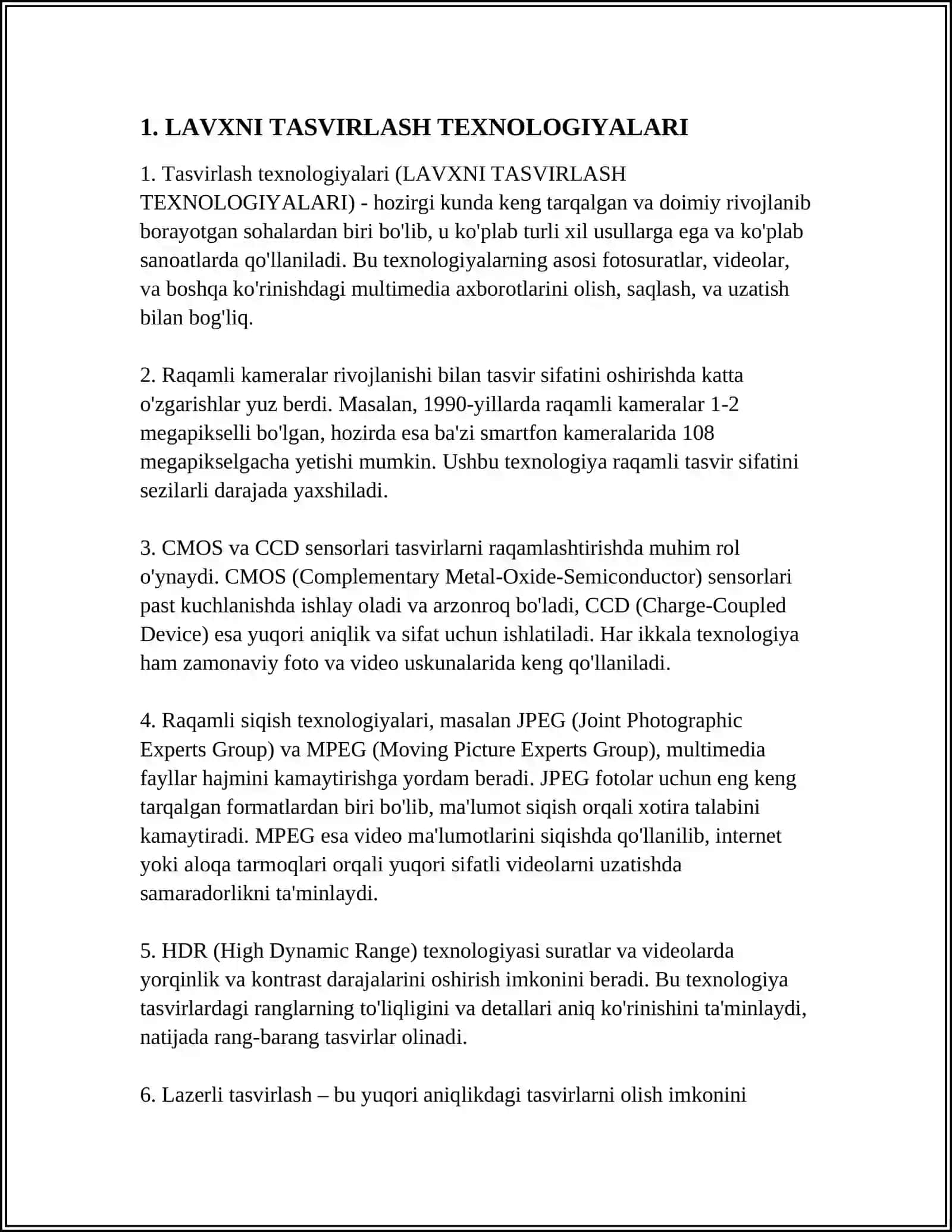 LAVXNI TASVIRLASH TEXNOLOGIYALARI 3