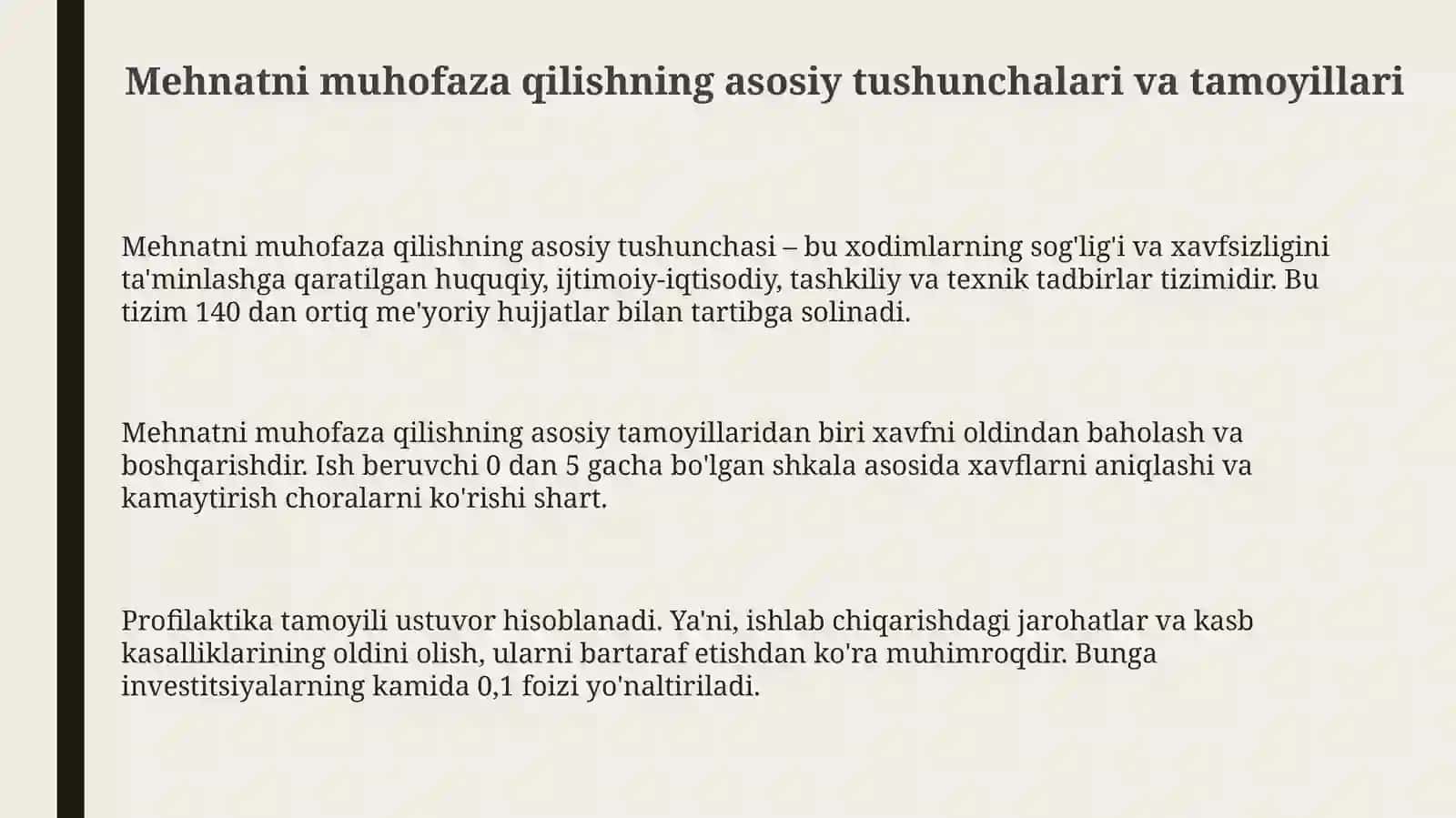 Mehnatni muhofaza qilishning qonuniy xuquqiyasoslari 3