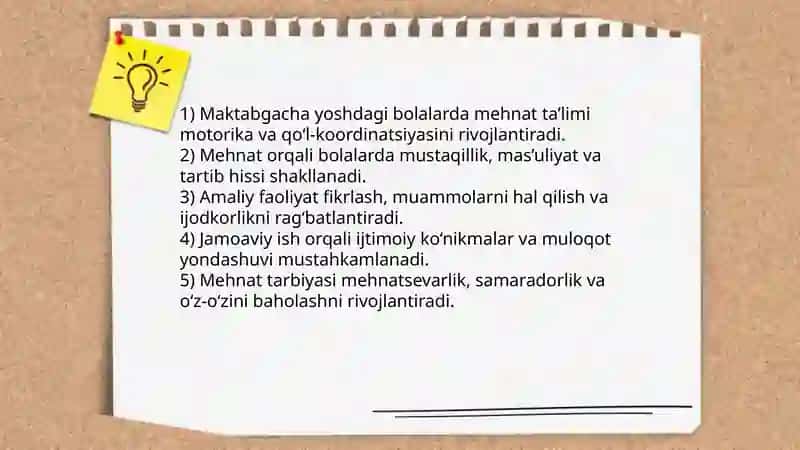 Maktabgacha tarbiya yoshdagi mehnatning roli 3