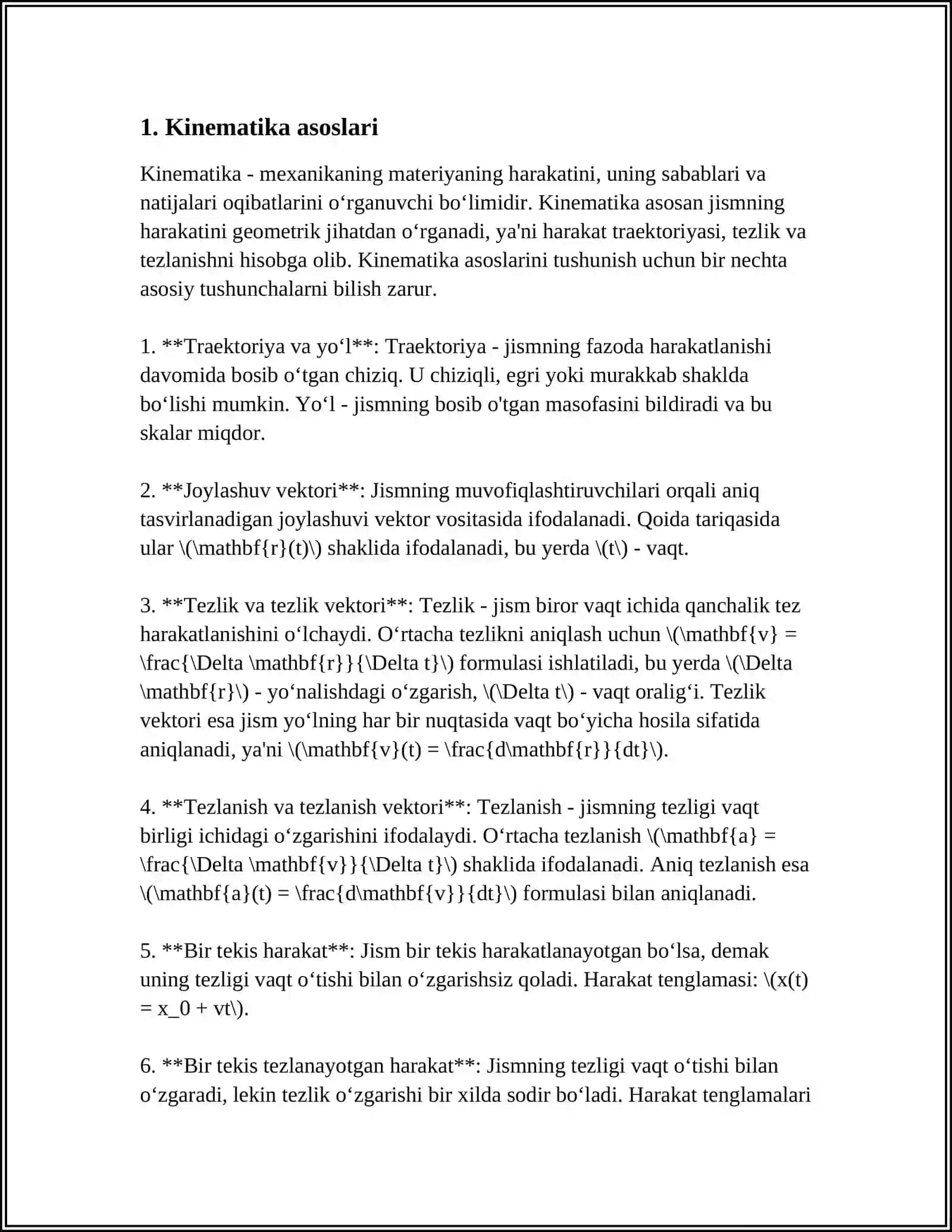 ERKIN TUSHISH VA YUQORIGA TIK OTILGAN JISMNING HARAKATI 3