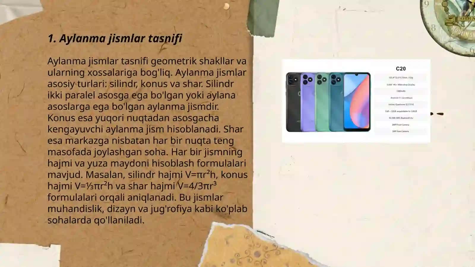 Aylanma jismlar. Slindr, konus, shar 3