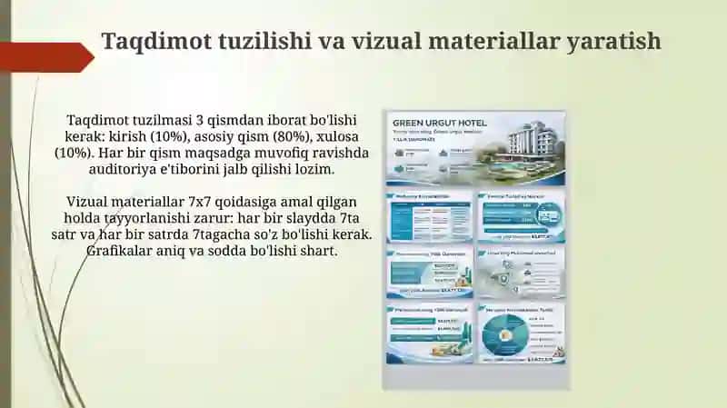 Taqdimot tuzilishi va vizual materiallar 3