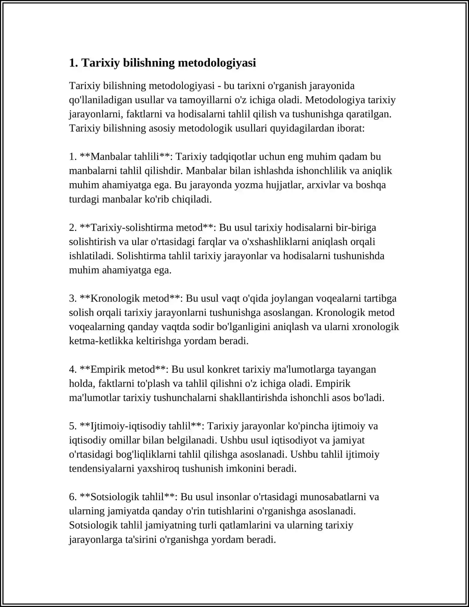 TARIXIY BILISHNING O'ZIGA XOSLIGI 3