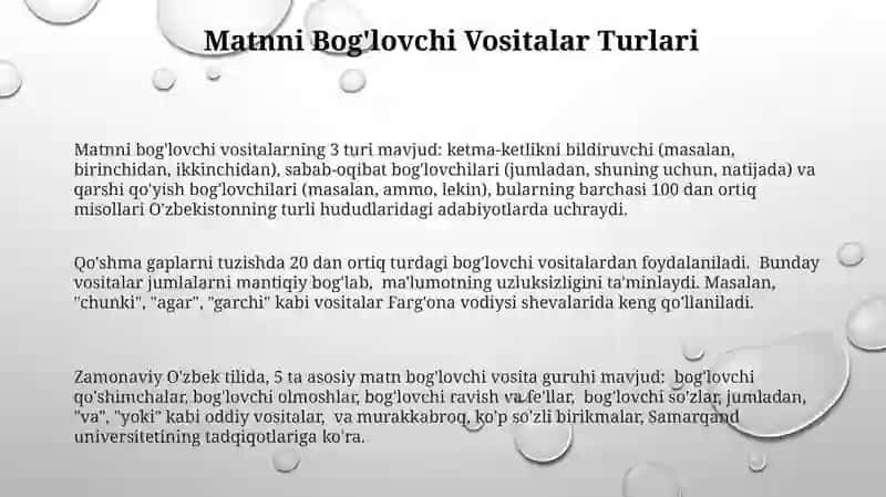 Matnli bogʻlovchi vositalar 3