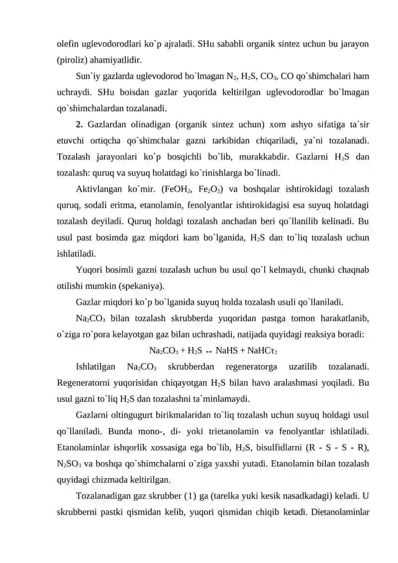 Gazlarning turlari. Gazlarni tozalash usullari 3