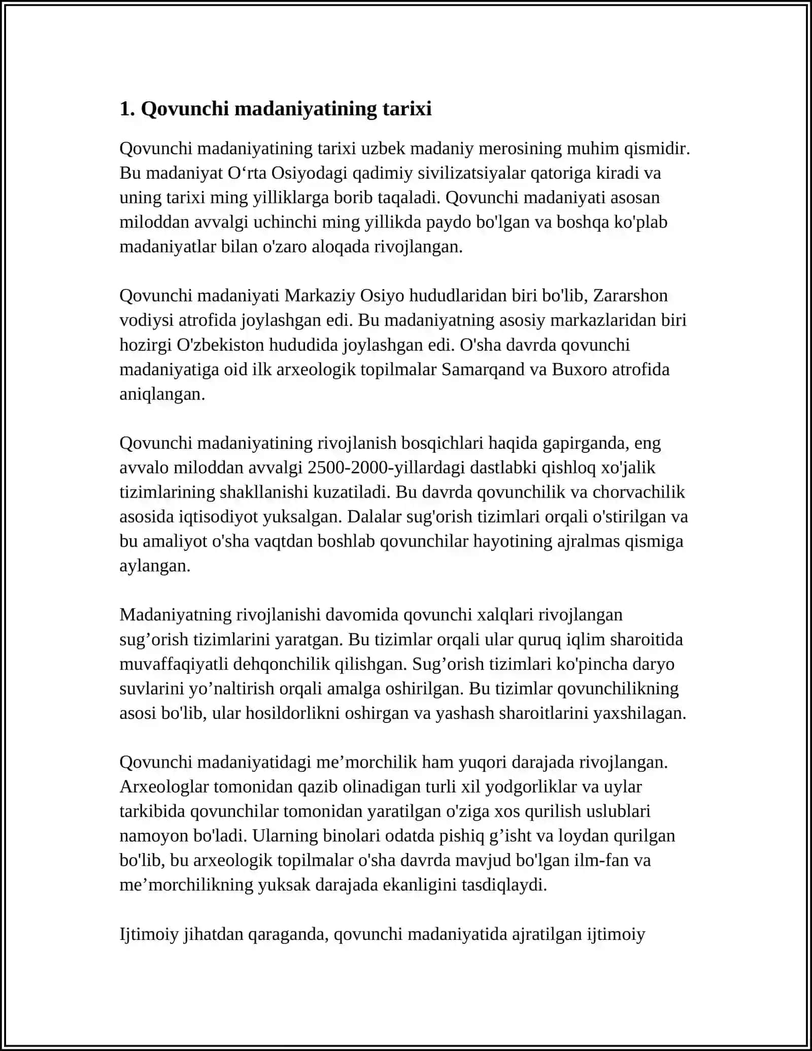 MUSTAQIL ISH Mavzu: QOVUNCHI MADANIYATI 3