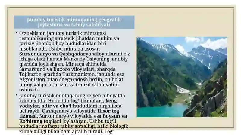 O'zbekiston janubiy turistik mintaqasi 3