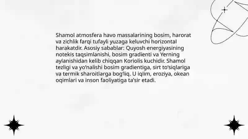 Shamollar uning turlari, mahalliy va sayyoraviy shamollar 3