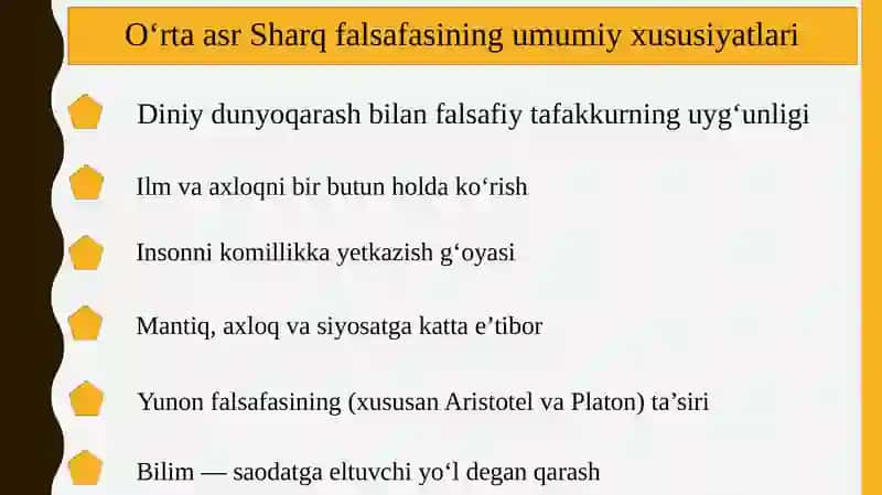 o‘rta asr Sharq falsafasi. Farobiyning falsafiy qarashlari 3
