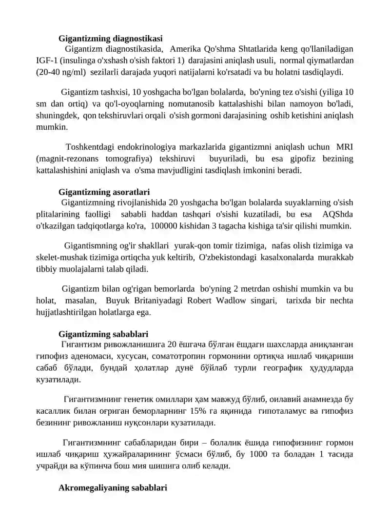 Akromegaliya va gigantizm turlari klinikasi 3