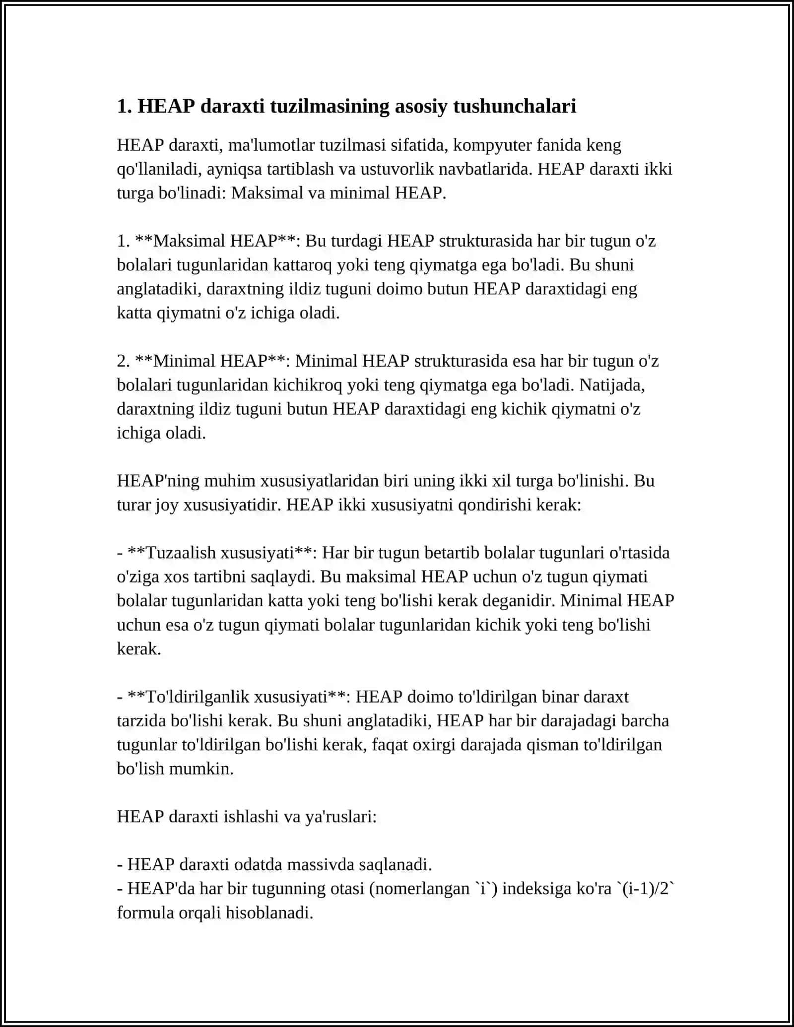 HEAP TREE TUZILMASI TAVSIFI 3