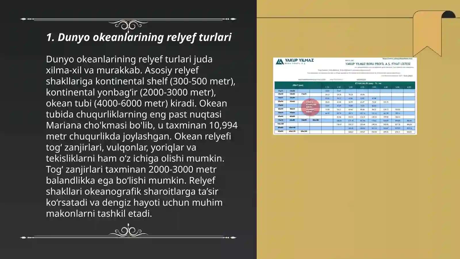 Dunyo Okeani Tubi Relyefi Gipotsentrik Profili Tahlili 3