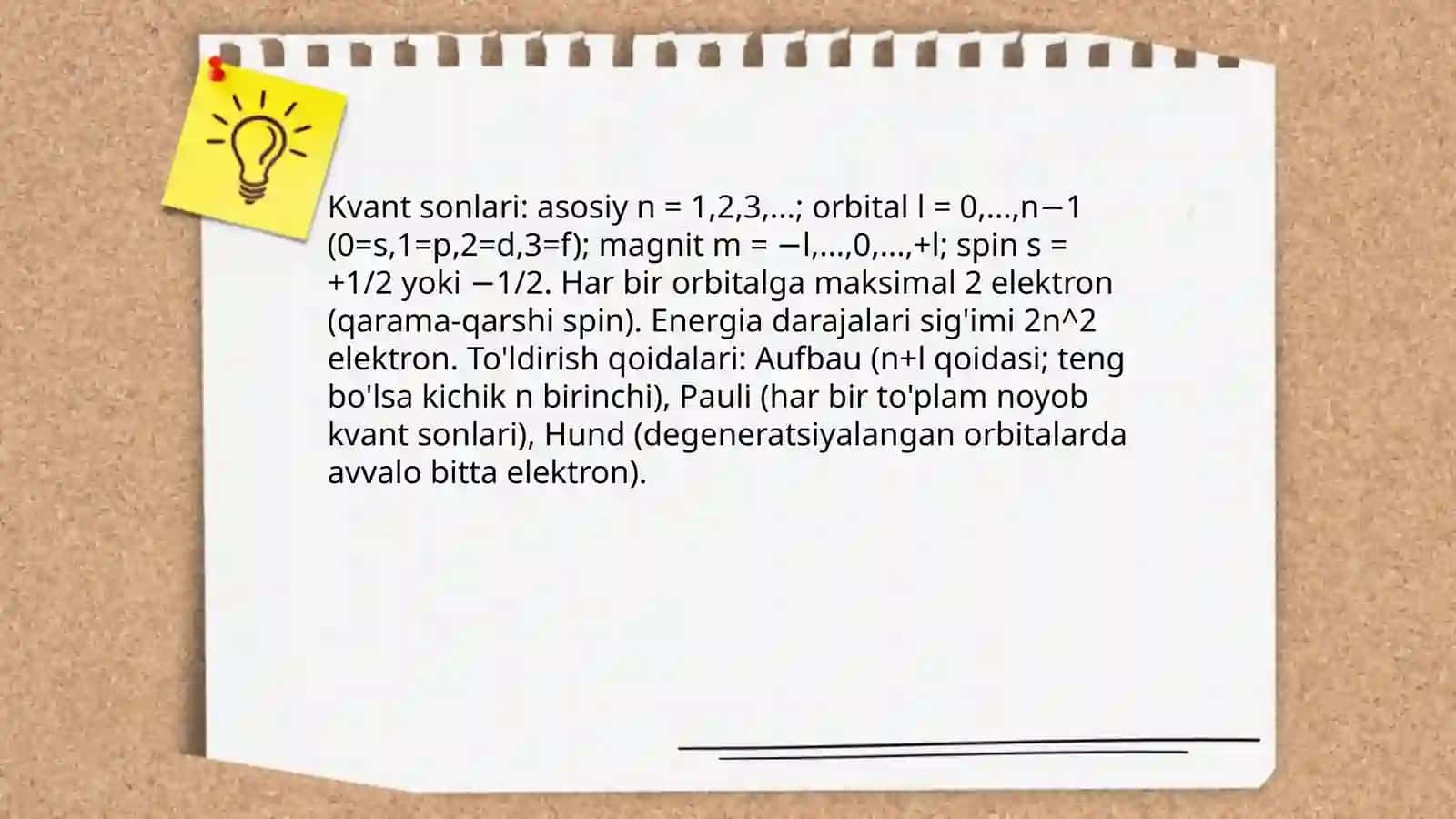 Atomda elektronlarning yacheykalarda joylashish prinsiplari 3