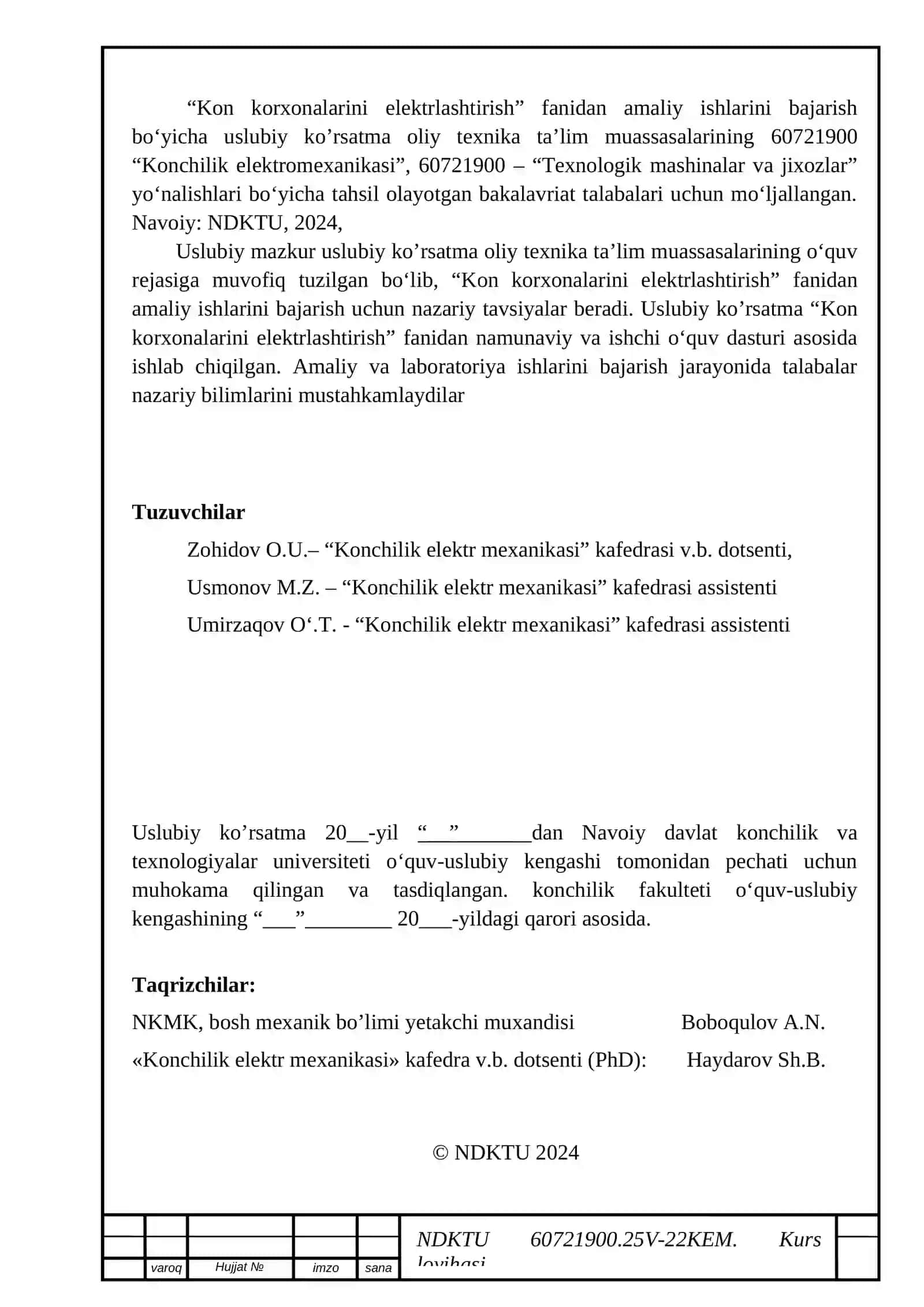Konchilik korxonalari elektr ta’minoti va elektrlashtirish 3