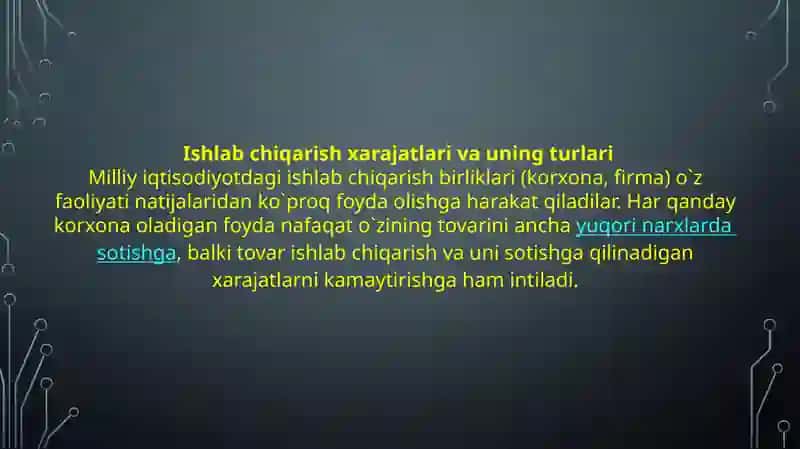 ishlabchiqarish xarajatlari va samaradorligi 3