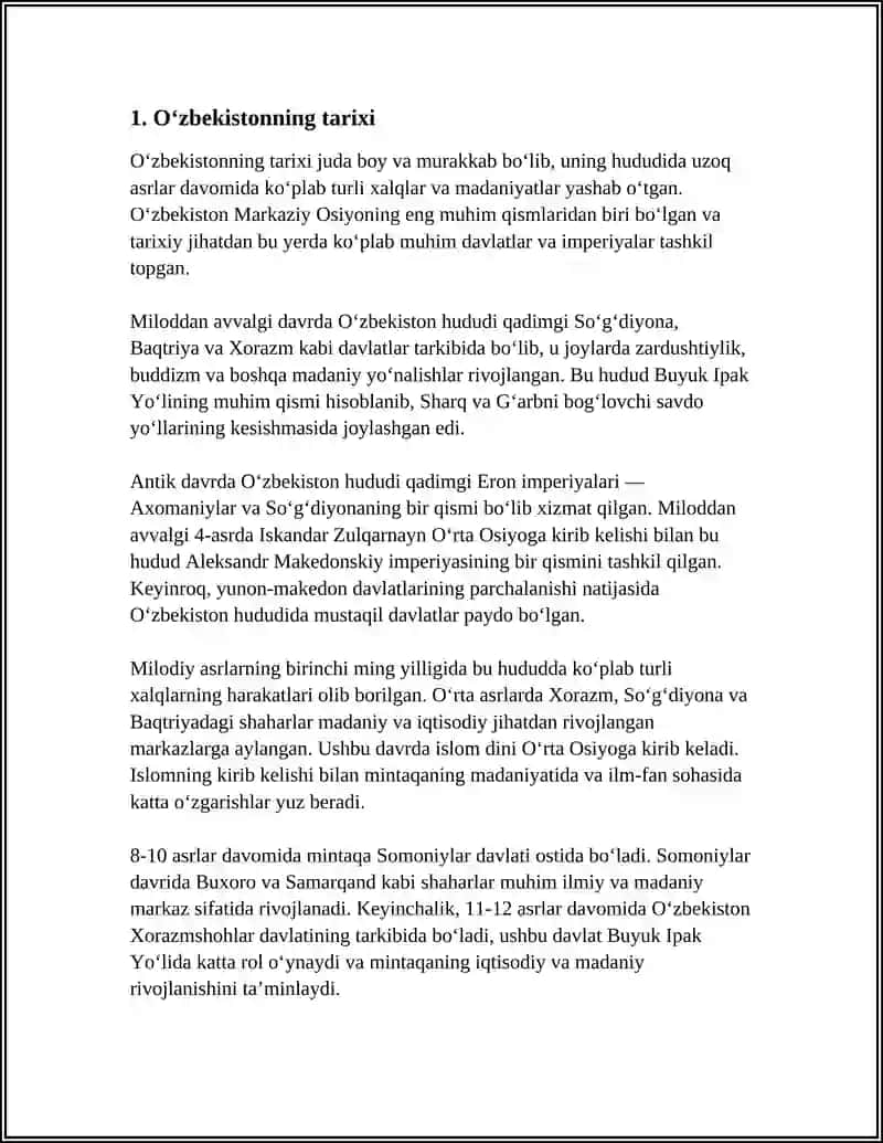 Oʻzbekiston Referat 3