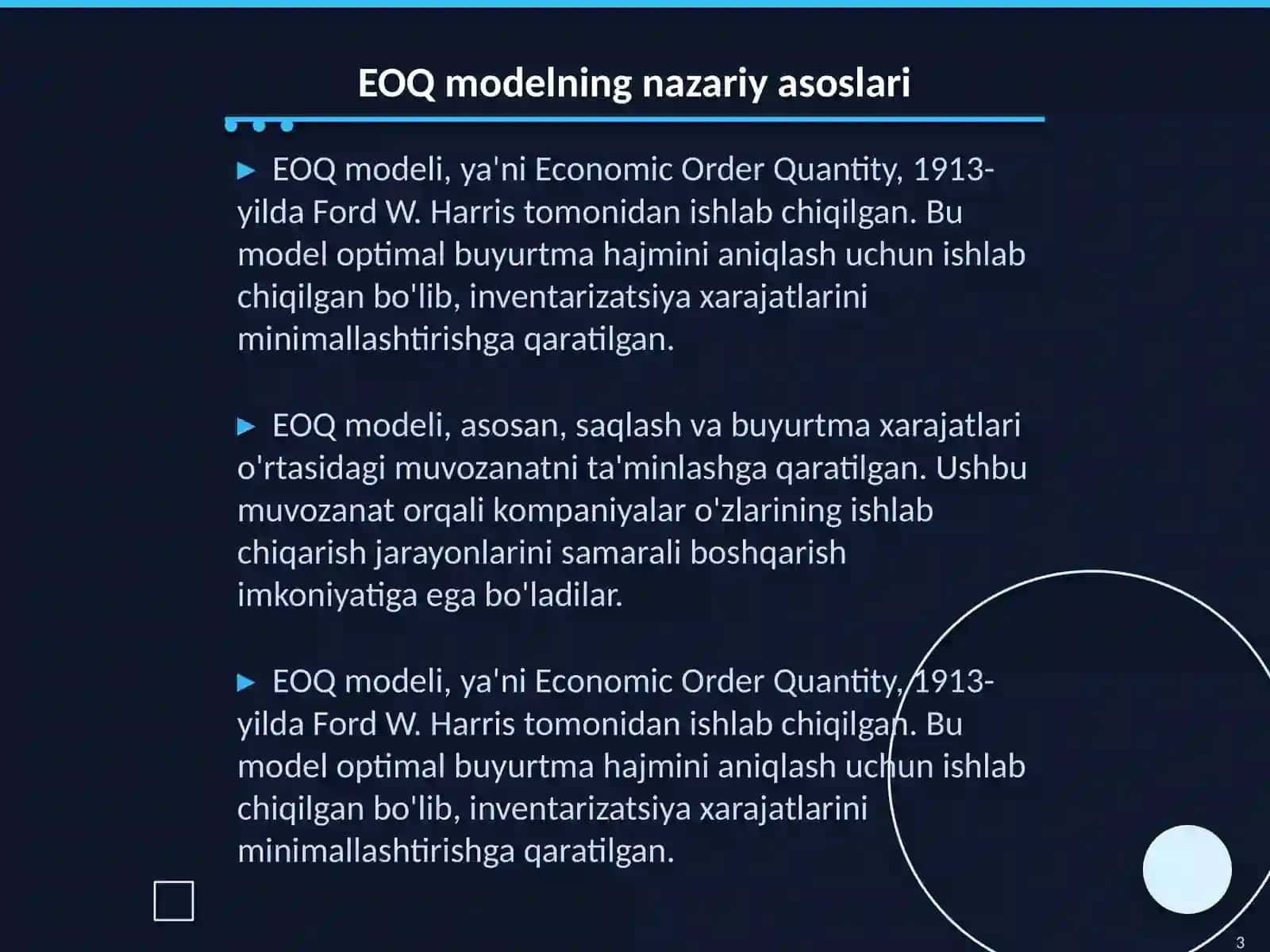 EOQ model va buyurtma hajmini aniqlash 3