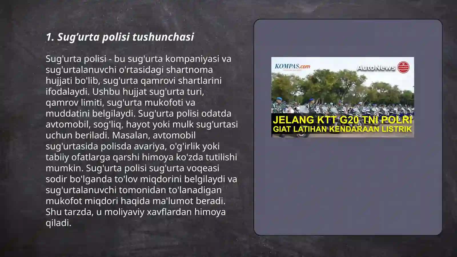 Sug’urta polisi bo’yucha slayd 3