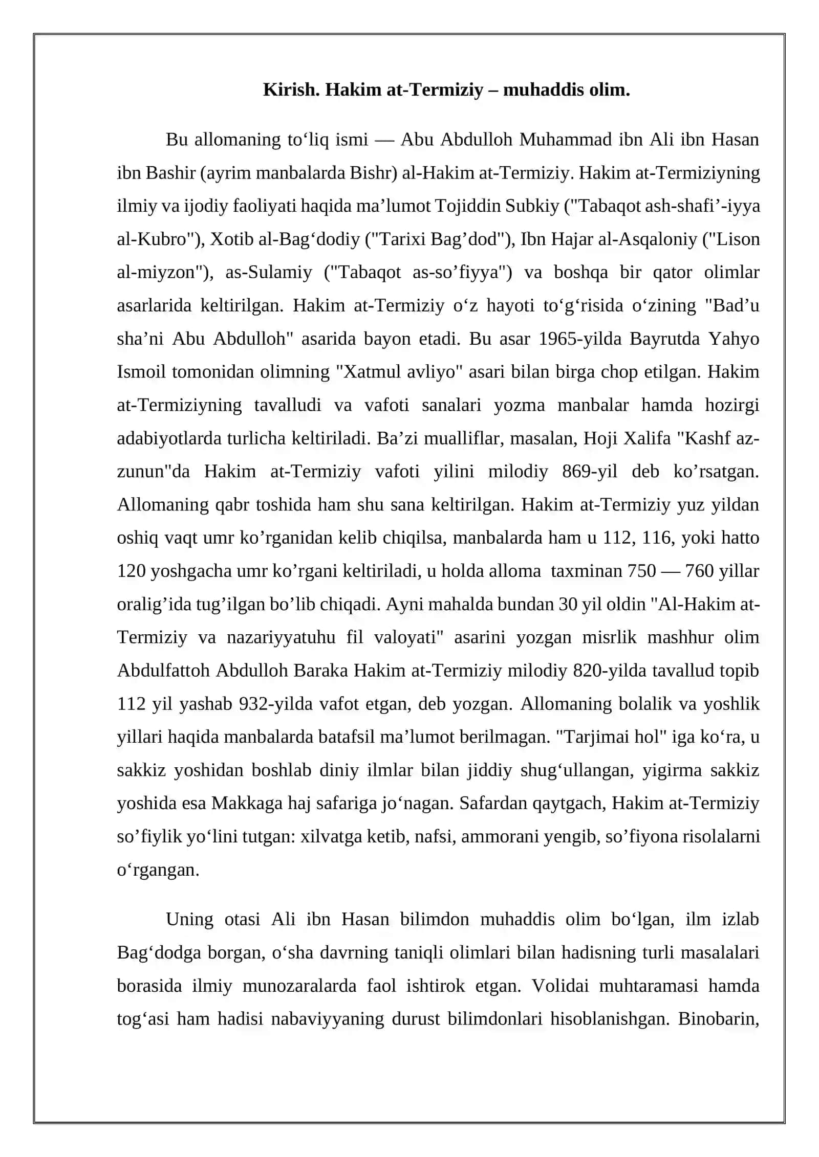 Hakim At-Termiziy hayoti va ijodi 3