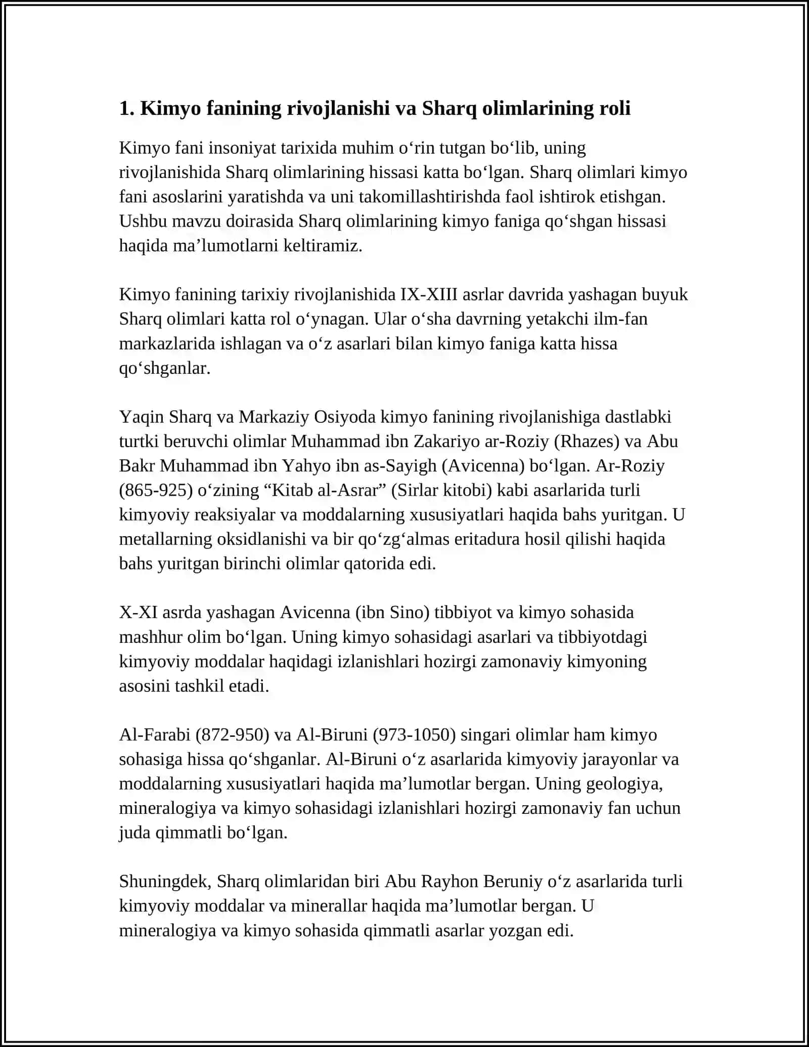 SHARQ OLIMLARINING KIMYO TARIXIDAGI OʻRNI 3