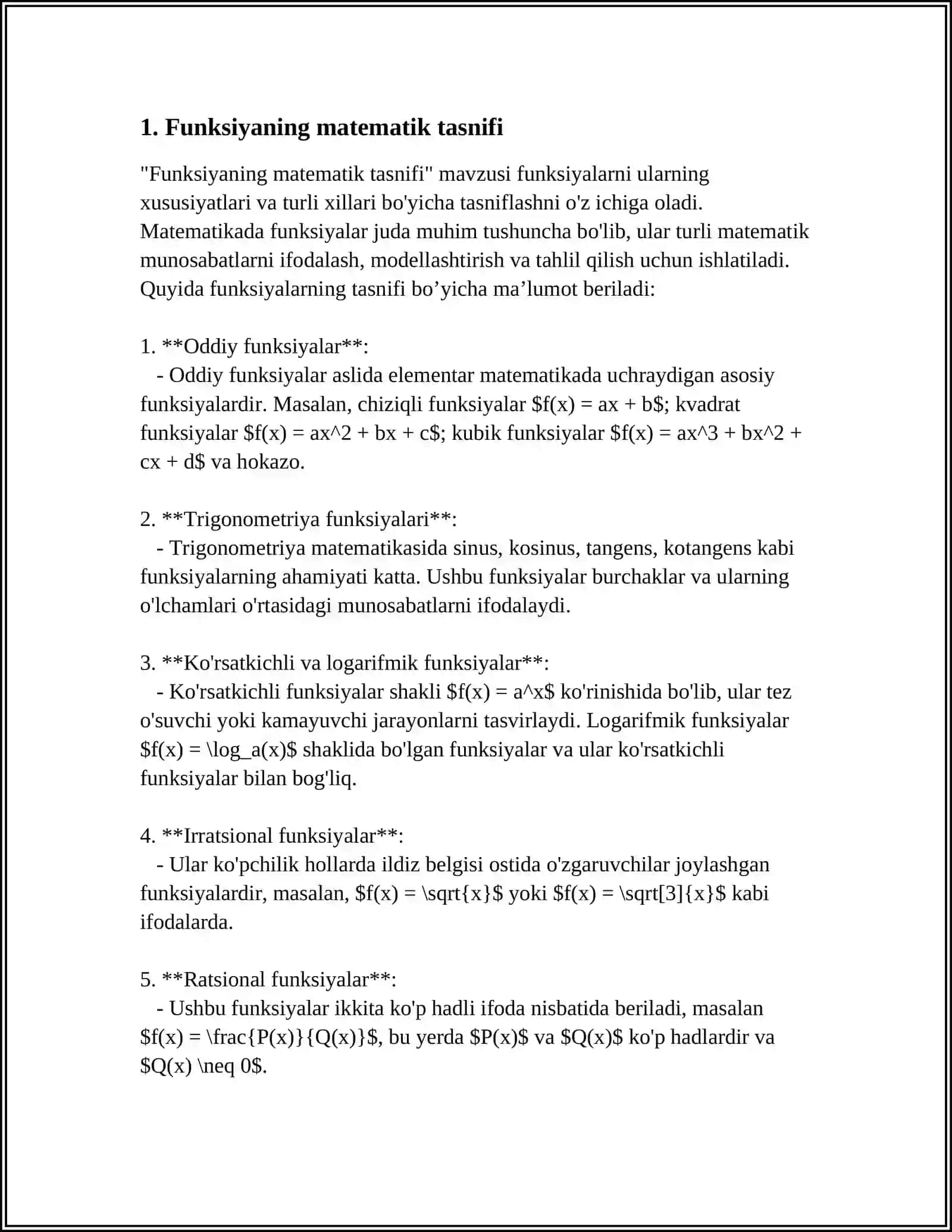 FUNKSIYANING BERILISH USULLARI REFERAT 3