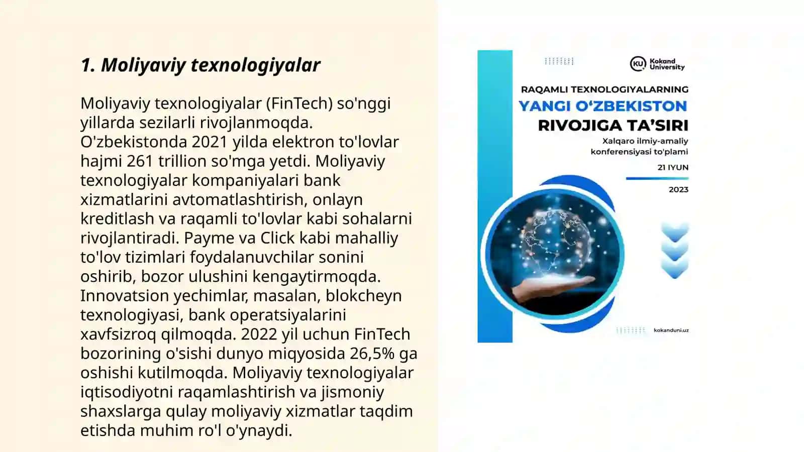 Moliyaviy texnologiyalar (FinTech) so'nggi yillarda sezilarli rivojlanmoqda 3