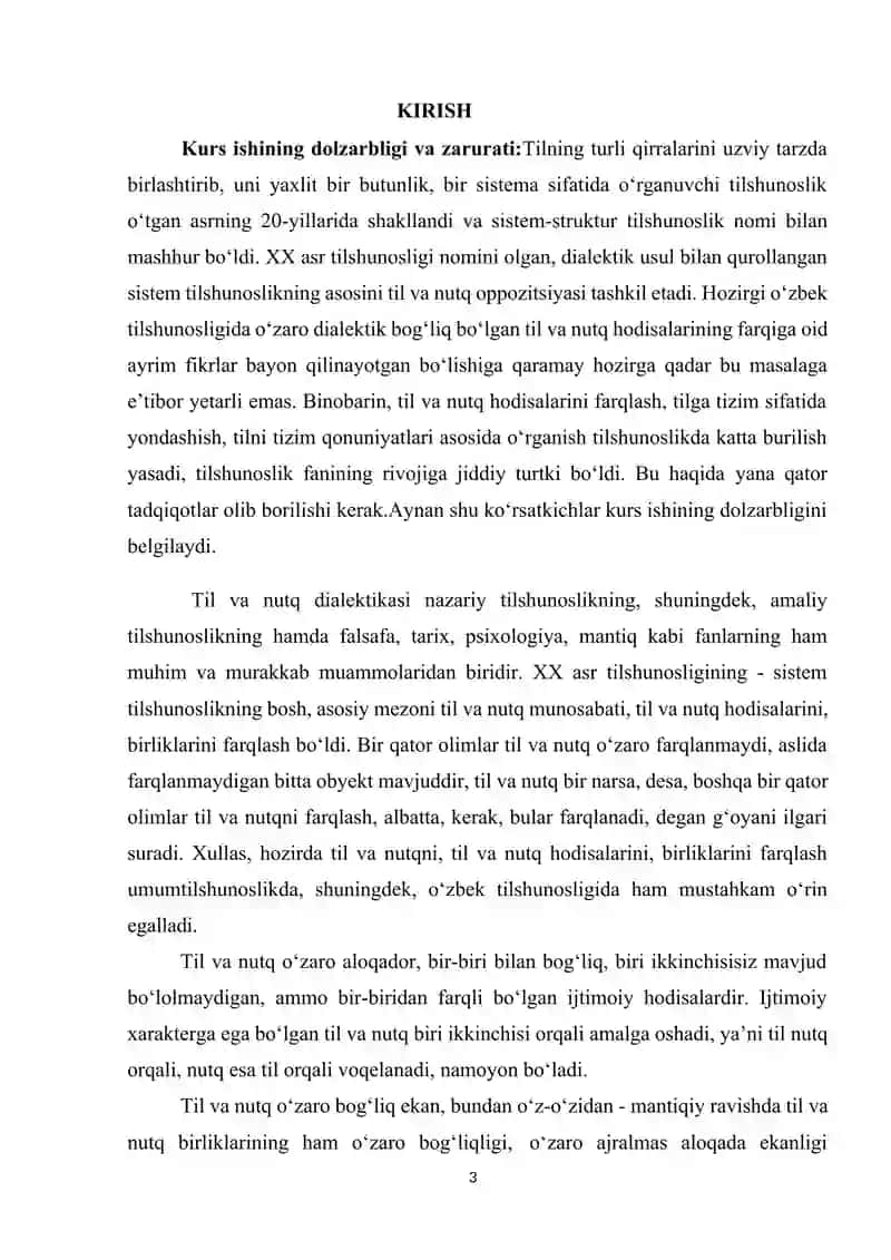 O‘ZBEK TILSHUNOSLIGIDA LEKSEMA VA SO‘Z MUNOSABATI TALQINI 3