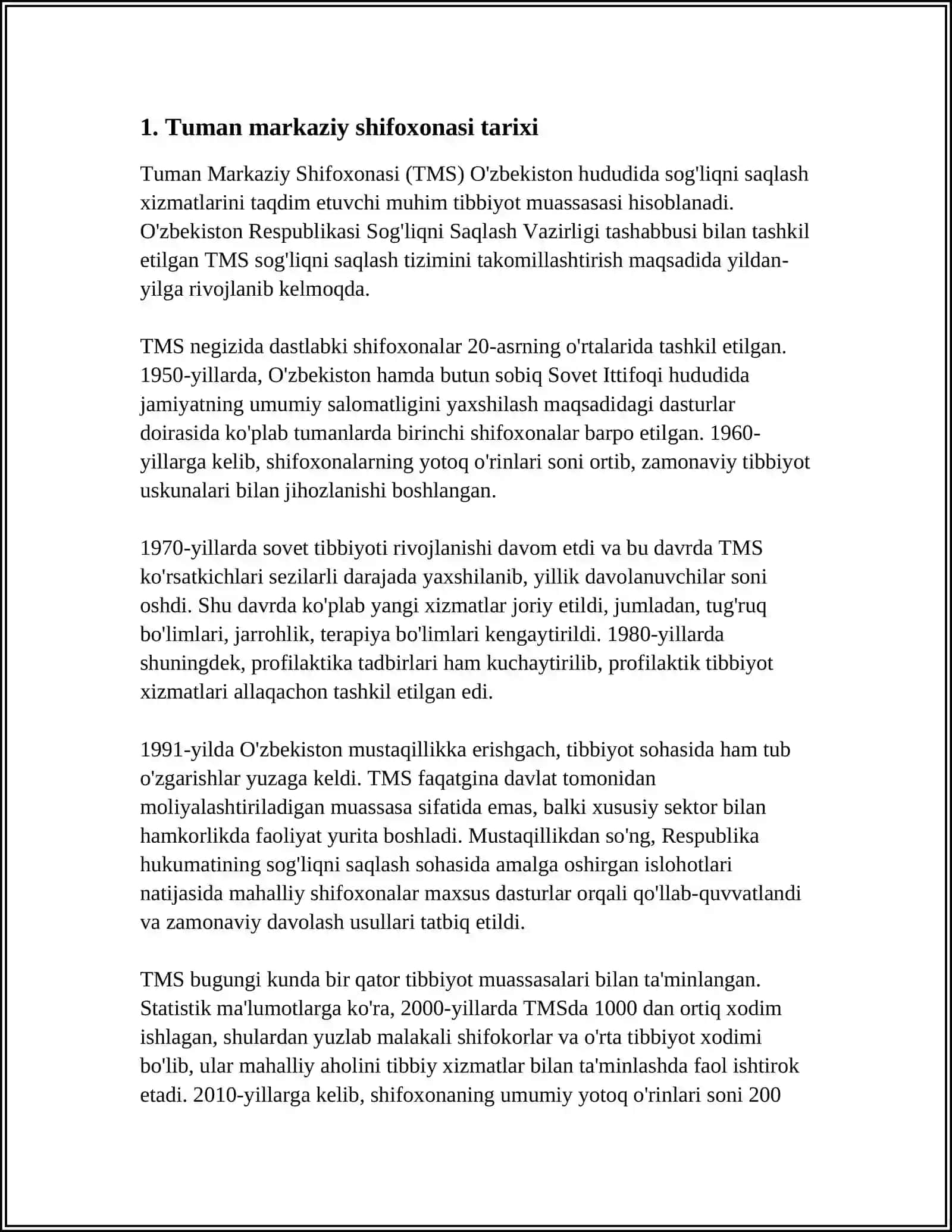 TUMAN MARKAZIY SHIFOXONASI 3