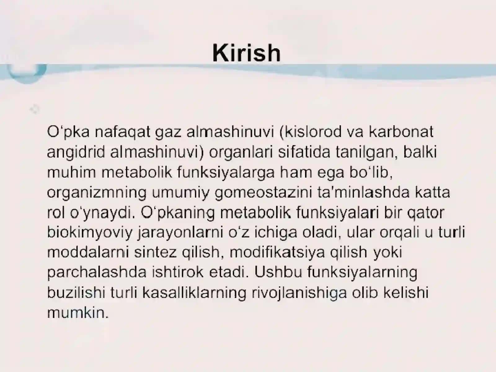 Oʻpkaning metabolik funksiyalari va ularning buzilishlari 3