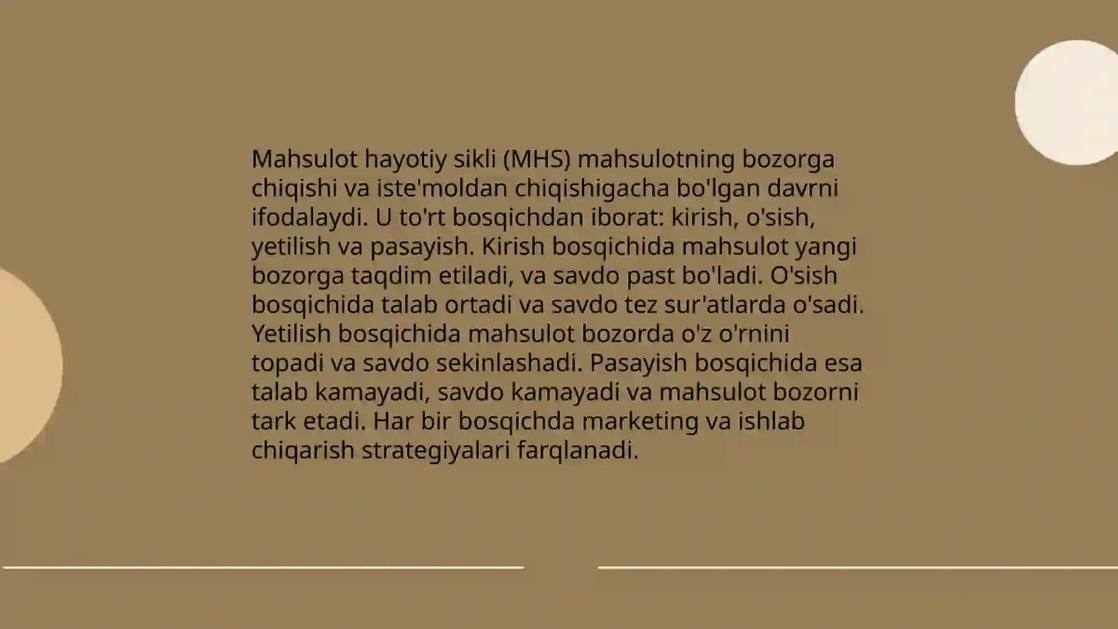 Mahsulotlar hayotiy sikli bosqichlari va hayotiy siklini tahlili 3