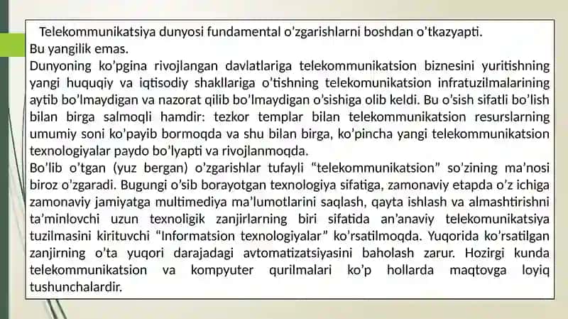 E-TOM prinsiplari va ularni telekomunikatsiya tarmoqlari boshqaruvi va xizmatlarida qo’llash 3