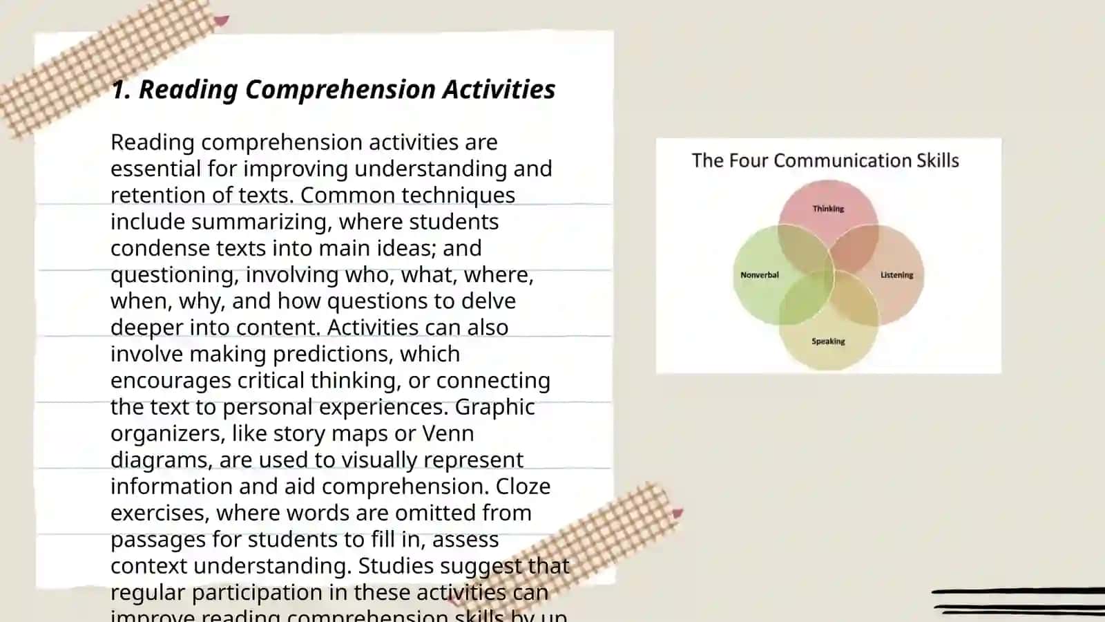 Types of activities and tasks for language and skills development 3
