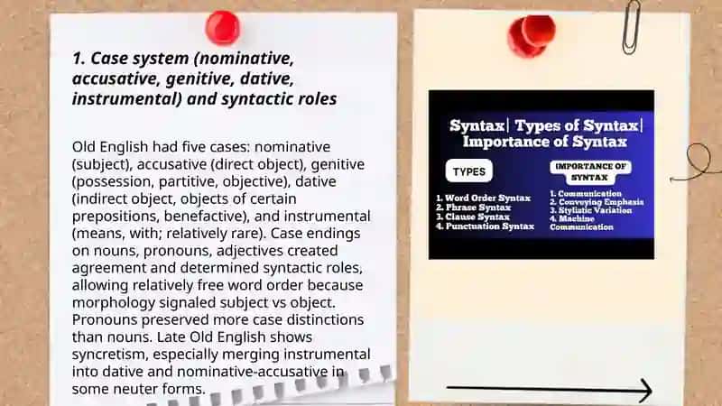 Old English syntax and vocabulary 3