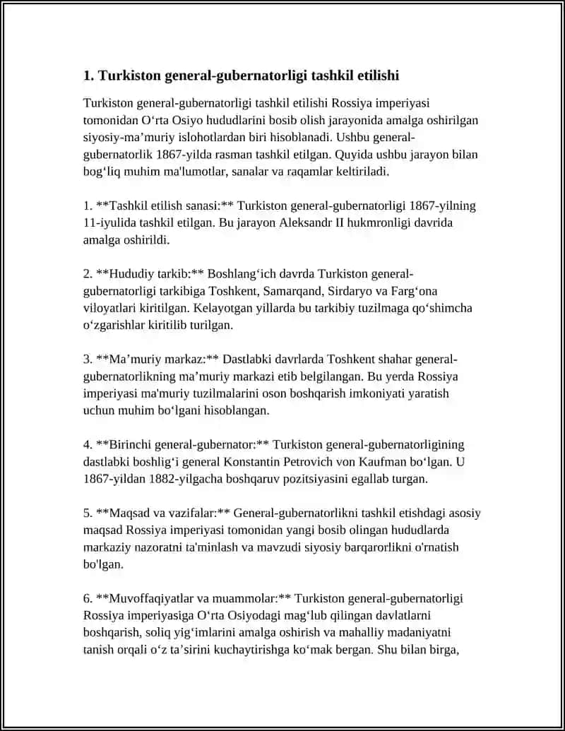 Turkiston general-gubernatorligi tashkil etilishi 3