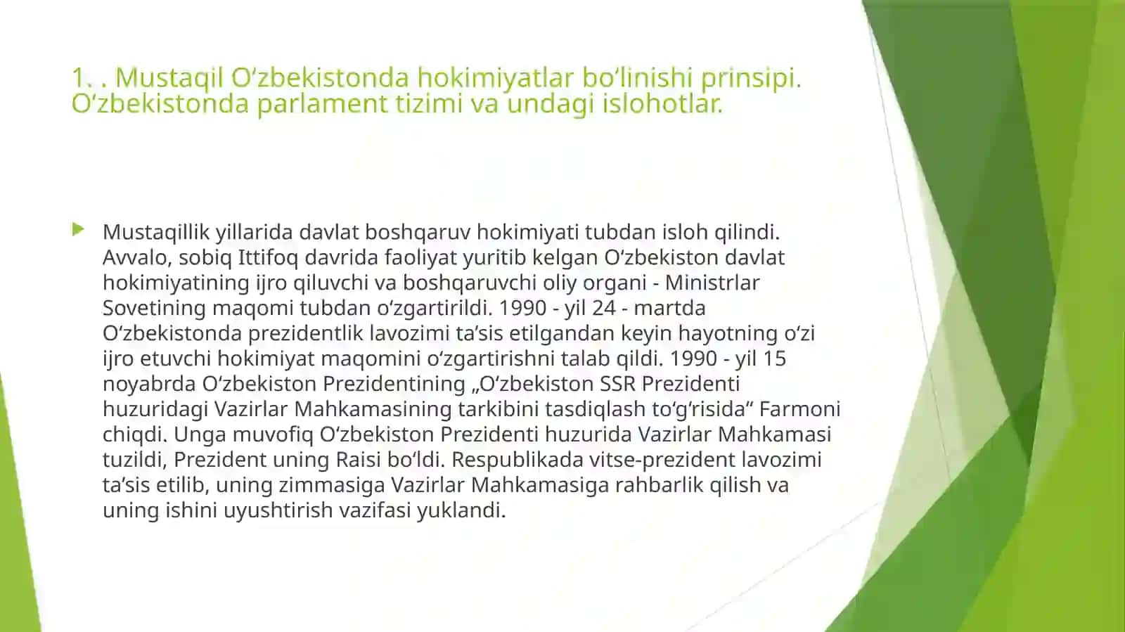 Mustaqil O‘zbekistonda hokimiyatlar bo‘linishi prinsipi 3