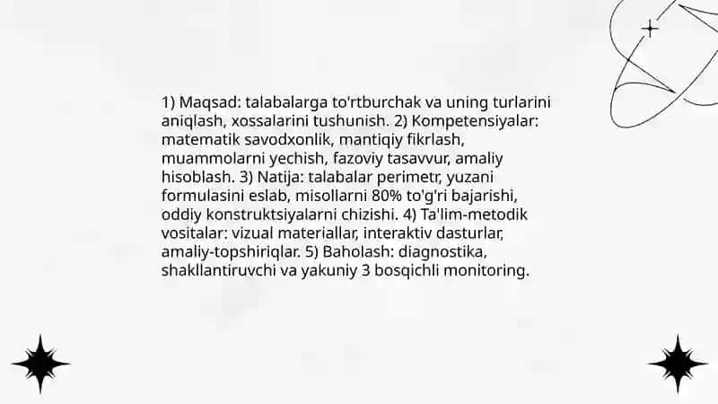 Törtburchak va uning turlari mavzusini öqitish metodikasi 3