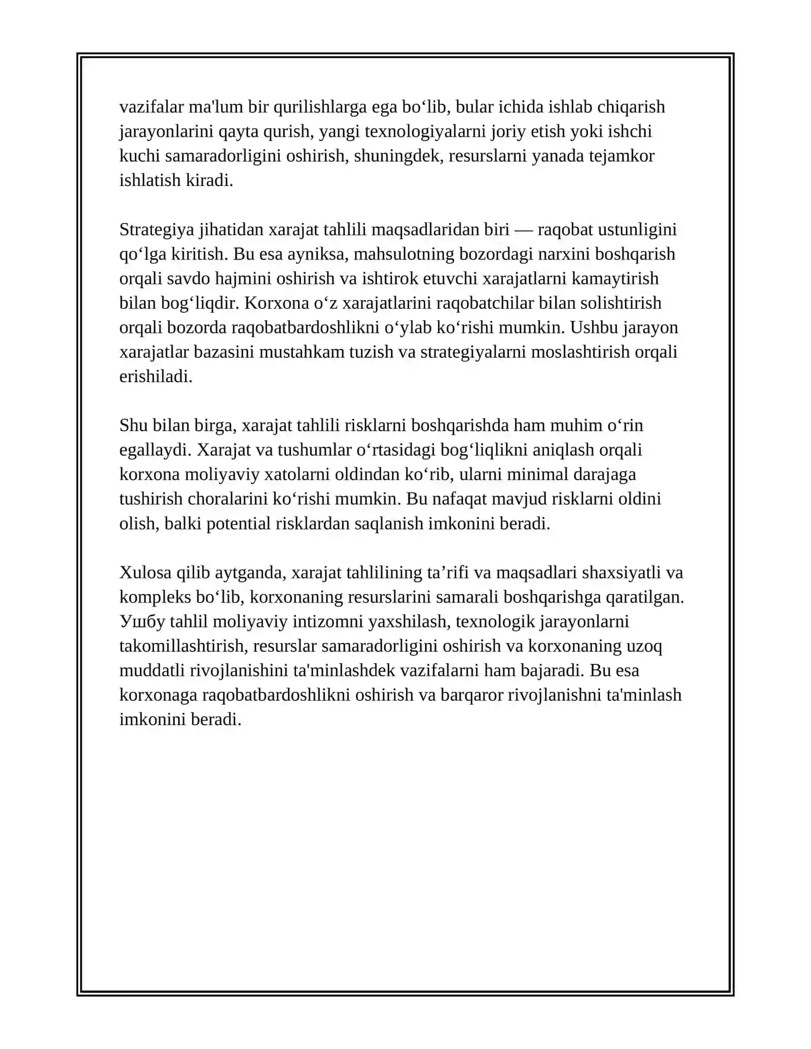 Xarajat tahlili 3