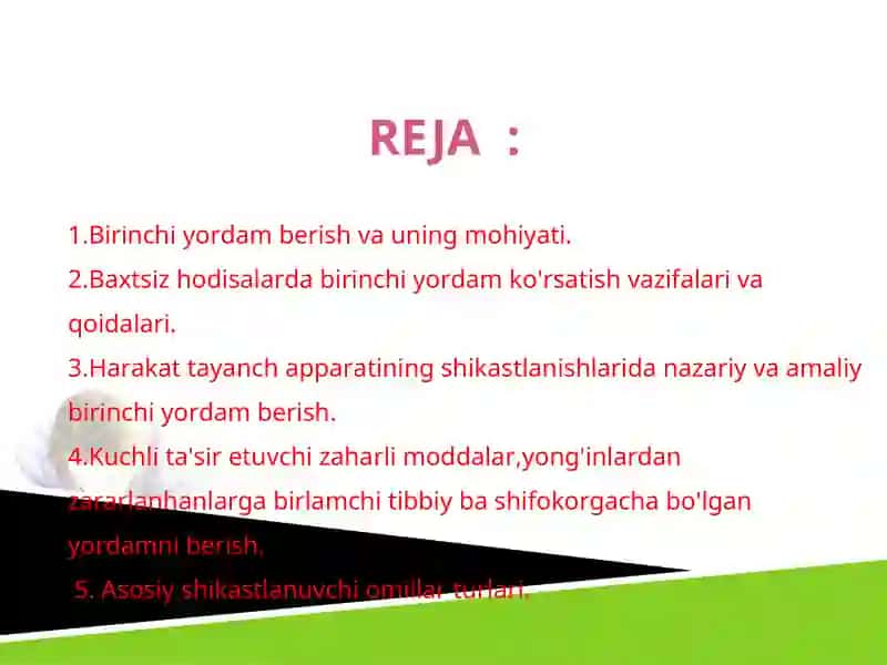 BIRINCHI TIBBIY YORDAM KO'RSATISH OMILLAR 3
