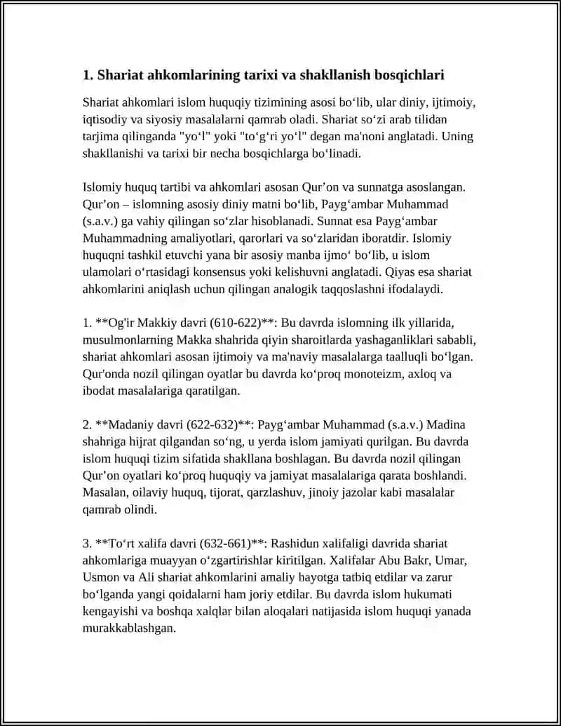 SHARIAT AHKOMLARINING SHAKILLANISHI VA ASOSIY TAMOYILLARI 3