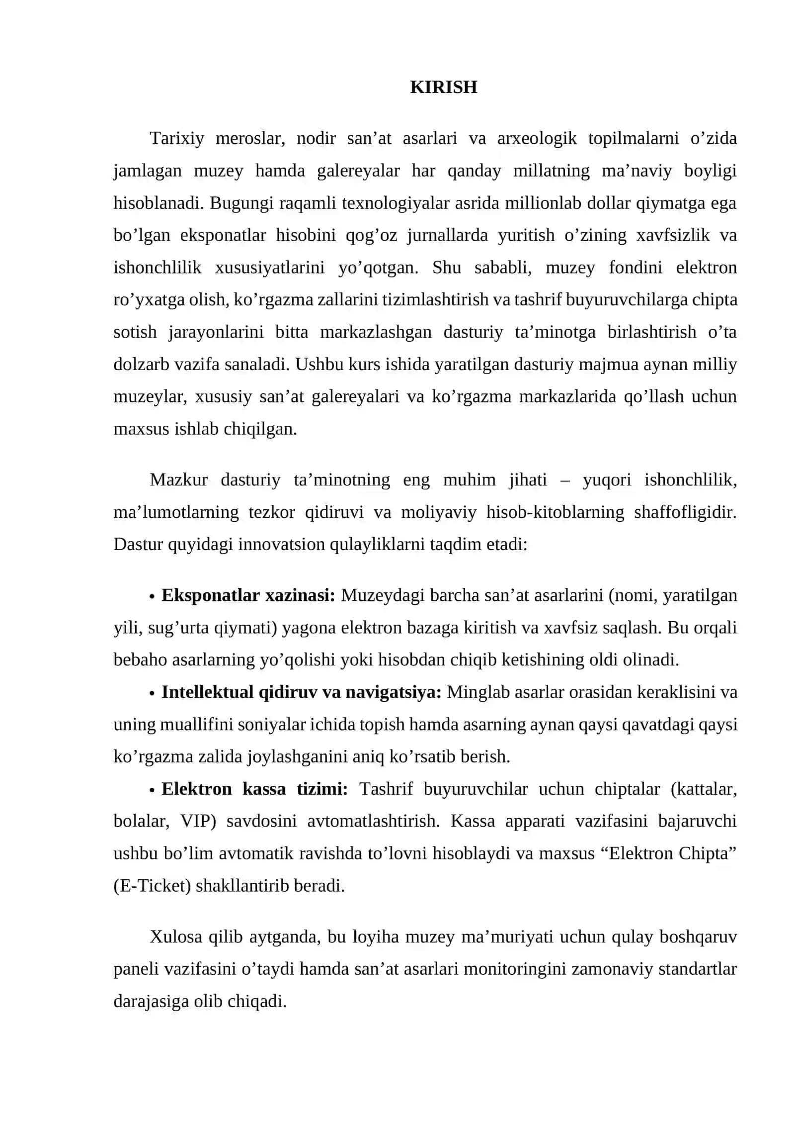 Visual Studio | Kurs ishi - SAN’AT GALEREYALARI VA MUZEY EKSPONATLARINI YURITISH DASTUR ILOVASINI YARATISH 3