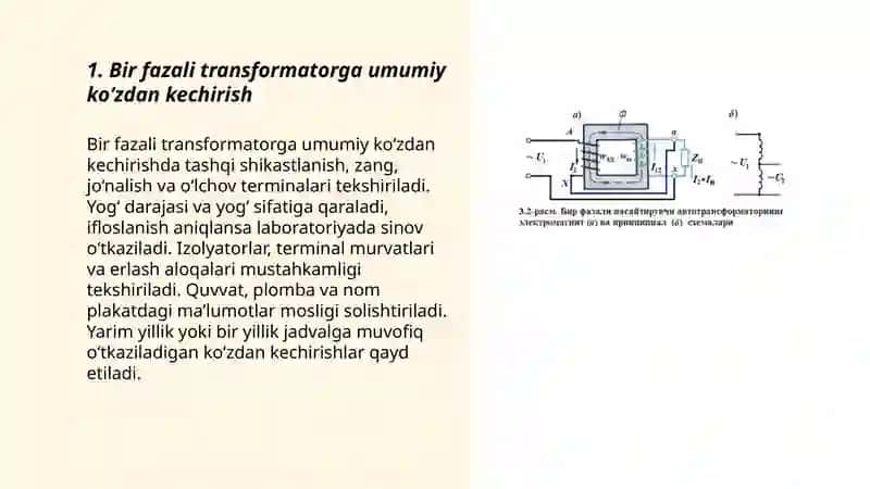 Bir fazali transformatorni tekshirish 3