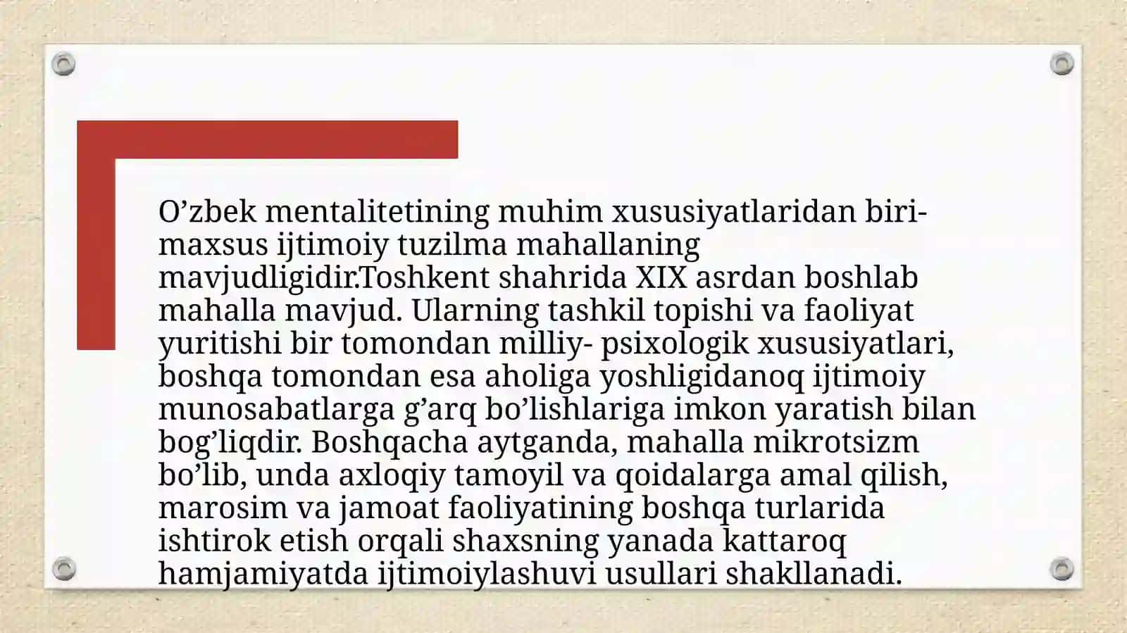 Mahallaijtimoiylashuvningan'anaviyomilisifatida 3