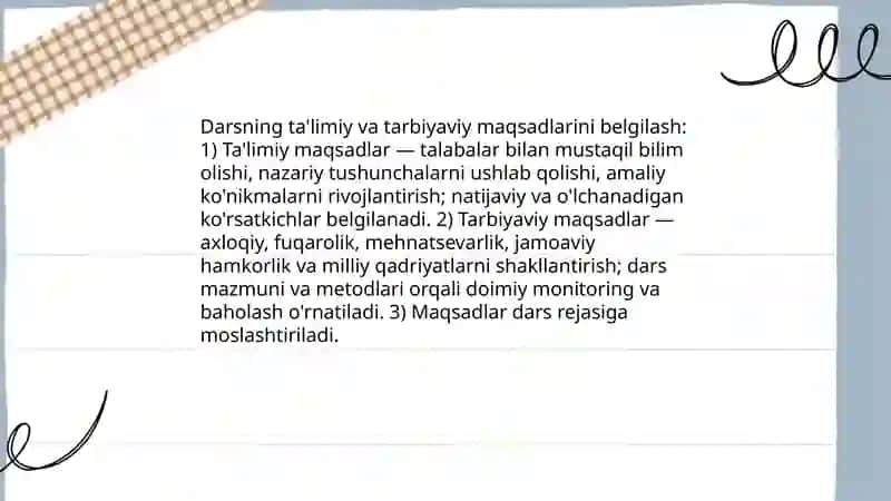 Dars talimni tashkil etishning asosiy shakli 3