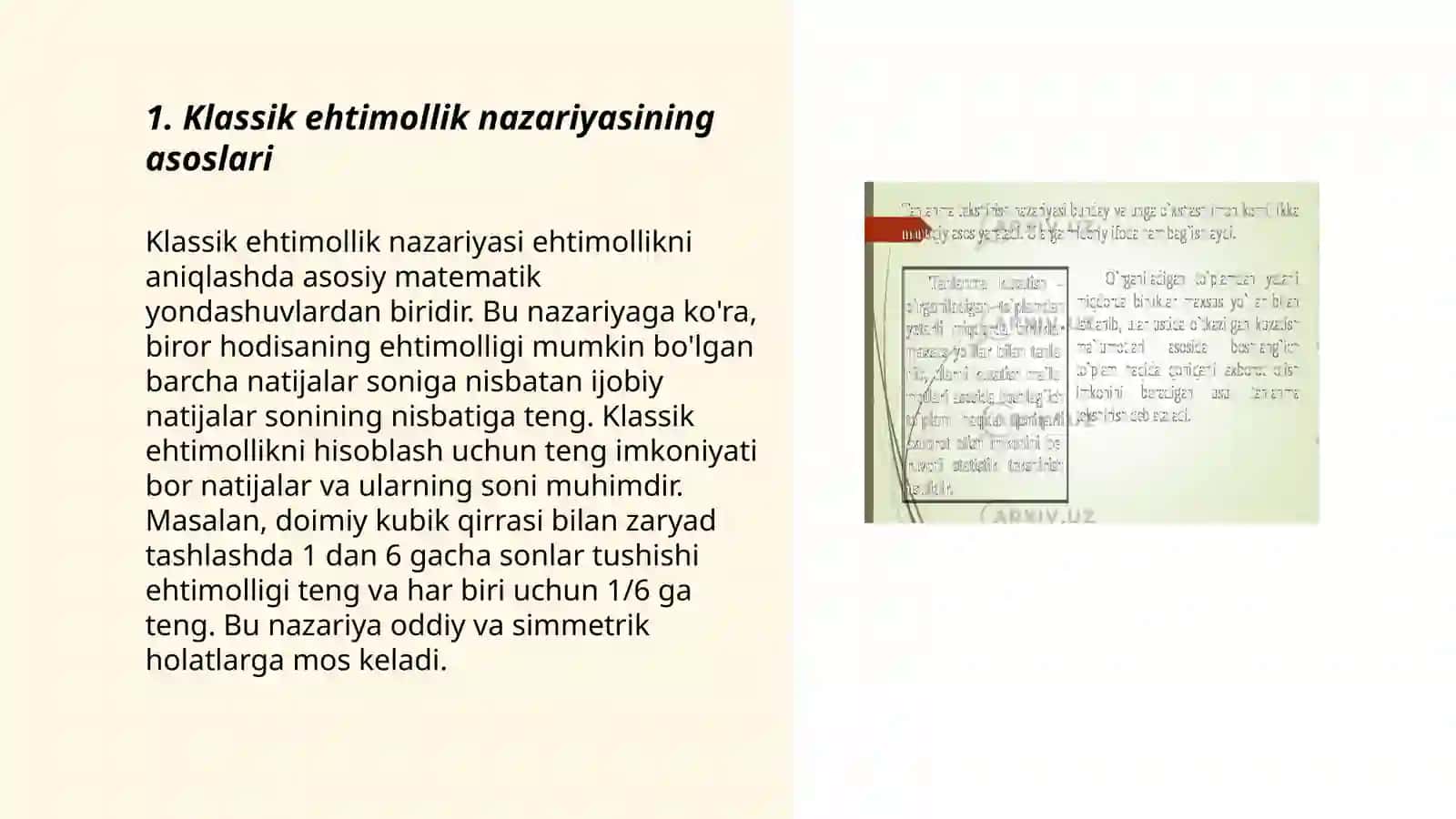 Klassik ehtimollik statistik tadqiqot usuli 3