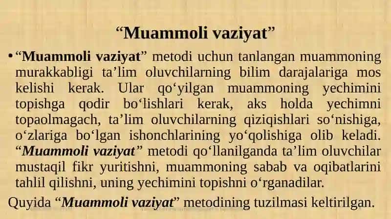 Muammoli vaziyat metodlari 3