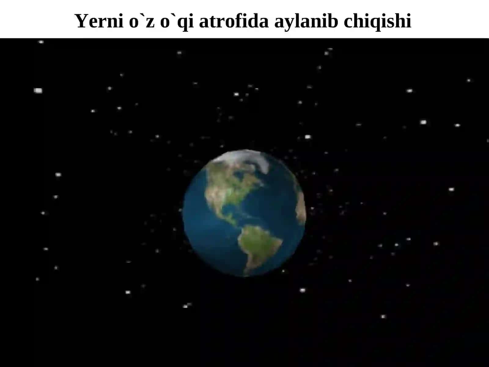 Yer ningo`zo`qi atrofida aylanishi vakattaligi 3