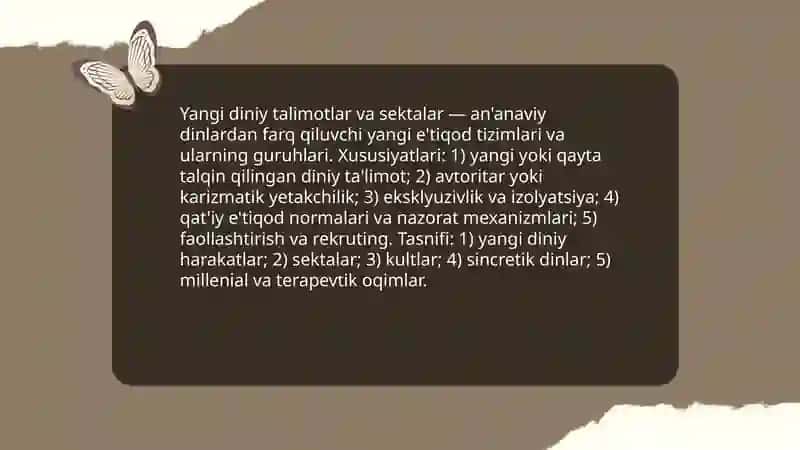 Yangi diniy talimotlar va sektalar 3