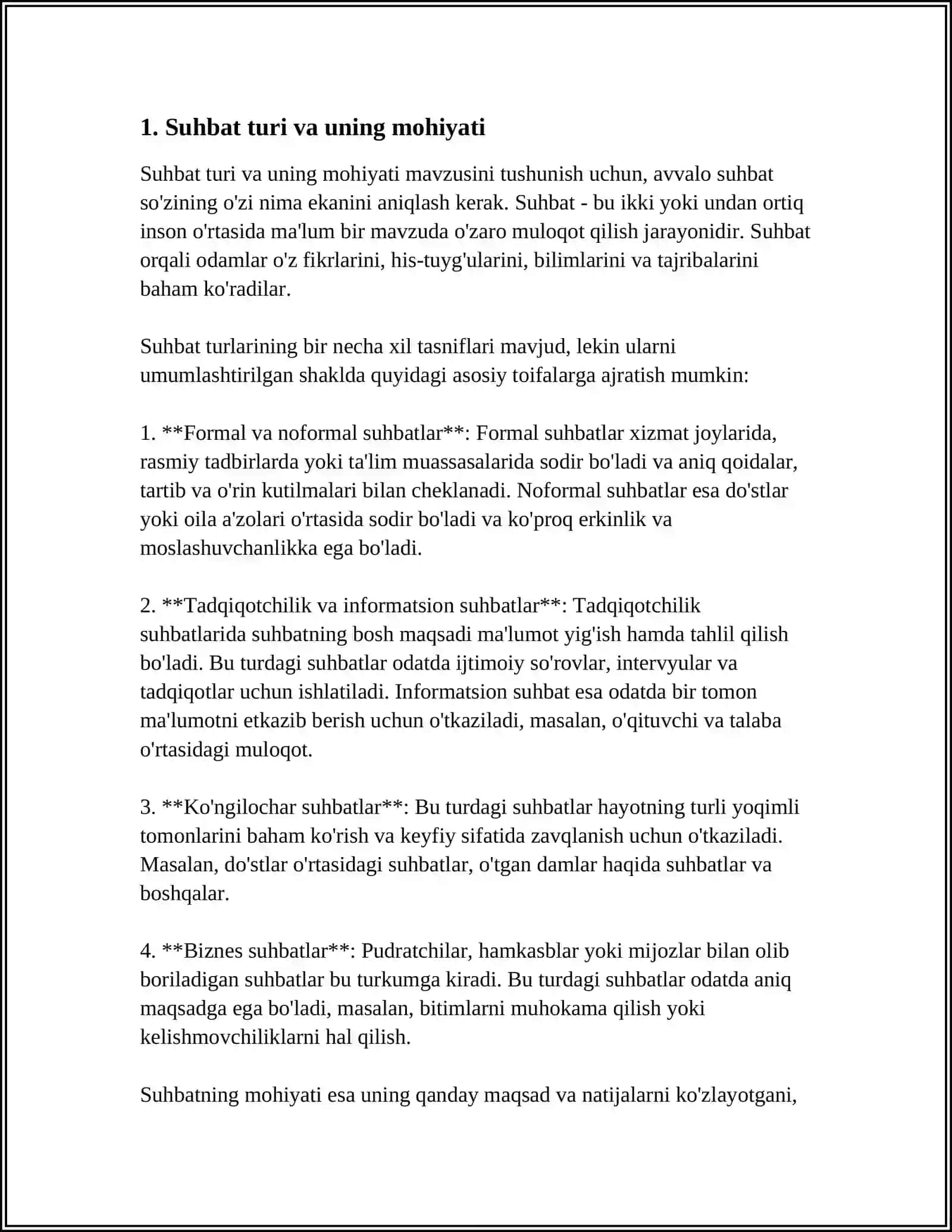 SUHBAT TURI VA UNING MAZMINI. PREZDENTATSIYA 3