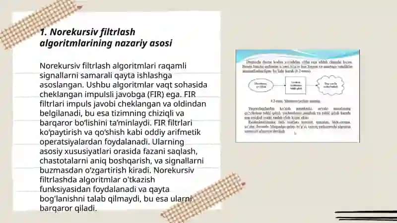 Norekursiv filtrlash algoritmini o’rganish 3