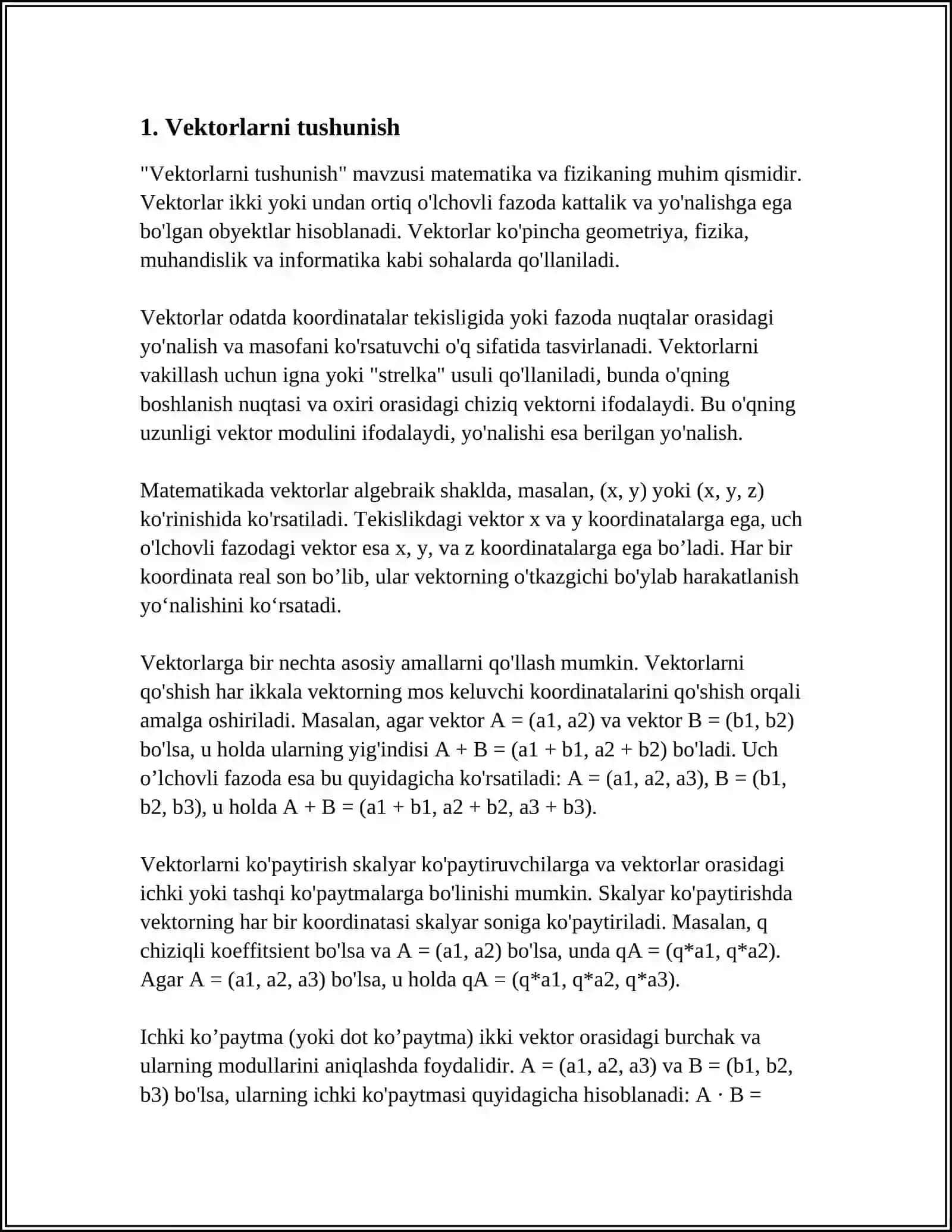 VEKTORLARNI TASHKIL ETISH 3
